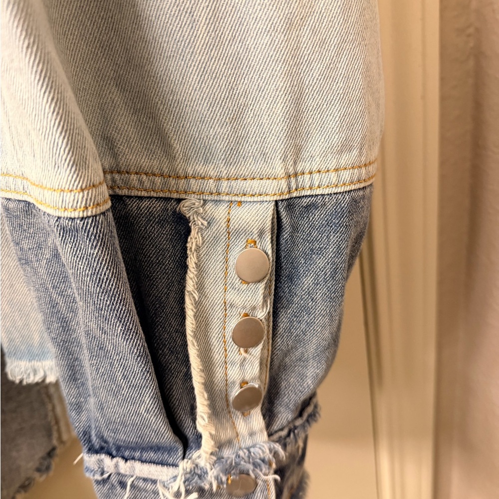 Pol Patchwork Denim Oversized Shacket Size L - image 6